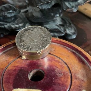 Pill case silver plated Brass with silver coin!